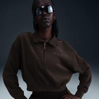 Nike Sportswear Phoenix Plush Women's Oversized 1/4-Zip Cropped Cosy Fleece Sweatshirt - Brown - Polyester/Rayon
