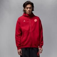 Paris Saint-Germain Hoop Fleece Men's Dri-FIT Full-Zip Hoodie - Red - Cotton/Polyester