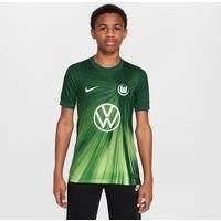 VfL Wolfsburg 2025/2026 Stadium Home Youth Nike Dri-FIT Football Replica Short-Sleeve Top - Green - Polyester