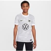 VfL Wolfsburg 2025/2026 Stadium Away Youth Nike Dri-FIT Football Replica Short-Sleeve Top - White - Polyester