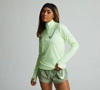 Nike Womens HBR Quarter Zipped Top - Green - Size XS