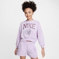 Nike Sportswear Club Girls' French Terry Crew-Neck Sweatshirt - Purple - Cotton/Polyester