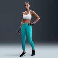 Nike Pro Women's Mid-Rise Mesh-Panelled Leggings - Green - Polyester/Elastane