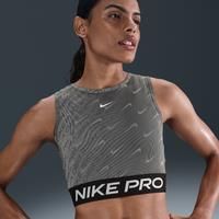 Nike Pro Women's Dri-FIT Cropped Printed Tank Top - Black - Polyester/Elastane