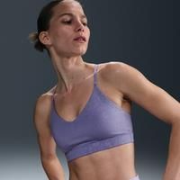 Nike Indy Light Support Women's Padded Floral Sports Bra - Purple - Polyester/Spandex