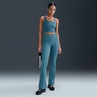 Nike Zenvy Rib Women's Gentle-Support High-Waisted Flared Leggings - Blue - Nylon/Elastane