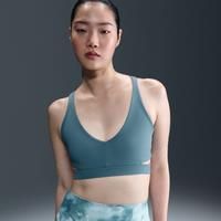 Nike Zenvy Rib Women's Light-Support Padded Sports Bra - Blue - Nylon/Elastane