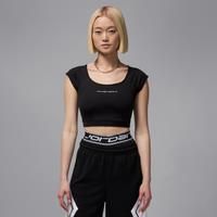 Nike Jordan Sport Women's Short-Sleeve Knit Crop Top - Black - Polyester/Elastane