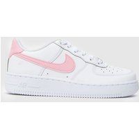 Nike White & Pink Air Force 1 Girls Youth Trainers