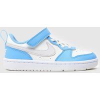 Nike white & pl blue court borough low Boys Junior trainers
