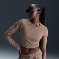 Nike Sportswear Chill Knit Women's Slim Long-Sleeve Cropped Top - Brown - Modal/Cotton/Elastane