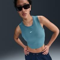 Nike Sportswear Chill Knit Women's Tight Cropped Mini-Rib Tank Top - Blue - Polyester/Lyocell/Elastane