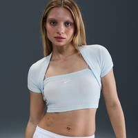Nike Sportswear Chill Knit Women's Tight Cropped Mini-Rib 2-in-1 Top - Blue - Polyester/Lyocell/Elastane