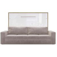 Ebern Designs Maialen Upholstered European Double (140 X 200cm) Bed Beige/Oak Country/White Gloss 159cm H X 260cm W X 169cm L