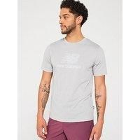 New Balance Men'S Running Heathertech Logo T-Shirt - Grey