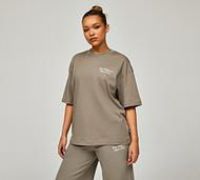 New Balance Womens Linear Oversize T-Shirt - Beige - Size M
