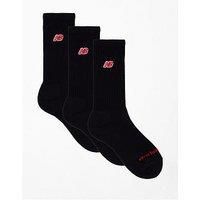 New Balance Unisex Patch Logo Crew 3 Pack Socks - Black