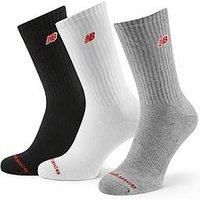 New Balance Unisex Patch Logo Crew 3 Pack Socks - White/Grey/Black