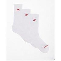 New Balance Unisex Patch Logo Crew 3 Pack Socks - White