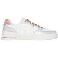 Skechers Women/'s Hiland-Soft Metals Sneaker, White/Mulit, 8