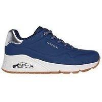 Skechers Women/'s Uno Shimmer Away Sneaker, Navy Durabuck/Rosegold Duraleather/Mesh Tri, 4 UK