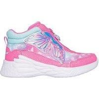 Skechers Lighted Upper Butterfly Wings Boot W/ Zipper & Butterfly Sparkle Mesh Print