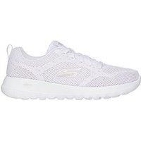 Skechers Go Walk Joy Engineered Knitted Trainer - White Textile/Rose Gold Trim