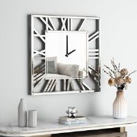 Blue Elephant Large Glass Wall Clock Silver 60cm H x 60cm W x 3.5cm D