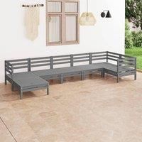 7 Piece Garden Lounge Set Solid Wood Pine Grey