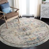 Mistana Bazzinotti Beige Rug Grey Round 122cm