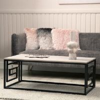 Canora Grey Acelee 120cm Coffee Table for Living Room Furniture, Wood and Metal Centre Table Grey Top/Black Base 45cm H X 120cm W X 60cm D