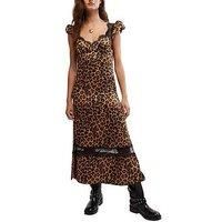 Free People Foolish Leopard Printed Midi Dress - Brown