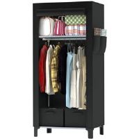 Symple Stuff Canvas Wardrobe 161 * 59 * 45Cm, Wardrobes For Bedroom, New Base Design Fabric Wardrobes With 2 Storage Boxes And Side Pockets, Portable Wardrobe Suit 56cm L