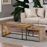 Borough Wharf 2-Piece Nest Of Coffee Tables Industrial Rustic Brown Living Room Furniture Black;Brown 42cm H X 90cm W X 48cm D