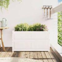 Dakota Fields Vidaxl planter box made of solid pine wood White 50cm H x 90cm W x 50cm D
