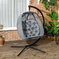 World Menagerie Spafford Swing Chair with Stand Grey 172cm H X 103cm W X 118cm L