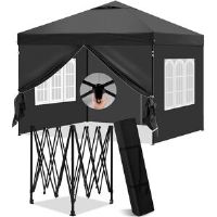 Dakota Fields Gazebo 3 X 3 M, Folding Gazebo With Side Walls, Waterproof, Stable, Winterproof, Outdoor Garden Gazebo, Party Tent, Garden Tent, Height Adjustable, Uv black 270.0 H x 300.0 W x 300.0 D cm