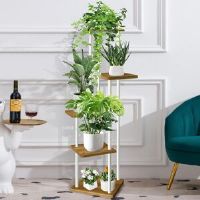 Borough Wharf Abiola Plant Stand White/Brown 106cm H X 30cm L X 30cm D