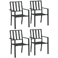 17 Stories Nielah Stacking Patio Dining Armchair,Dining Chair black 89.0 H x 57.0 W x 58.0 D cm