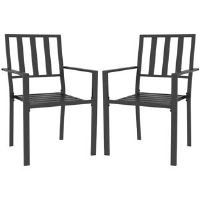 17 Stories Noyan Stacking Patio Dining Armchair,Dining Chair black 89.0 H x 57.0 W x 58.0 D cm