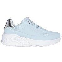 Skechers Children/'s Trainers UNO Lite Metallic Fashion for Girls in Blue with Rubber Lacing Blue Size 30, Light Blue Silver, 12 UK Child