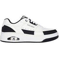 Skechers Women/'s UNO Court COURTED Style Trainers, White, 3