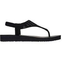 Skechers Women/'s Meditation Glamorous Muse Sandal, Black, 3 UK