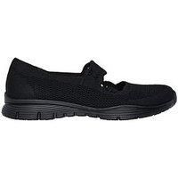 Skechers Women/'s Seager-Cute N/' Coy Mary Jane Flat, Black, 4 UK