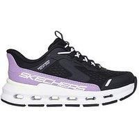 Skechers Girl/'s Glide-Step + Vista Lane Slip-On Sneakers, Black Synthetic/Purple Trim, 13 UK