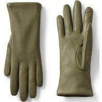 Lands' End Women's Cashmere Lined Touchscreen Leather Gloves in Olive | Size: Medium