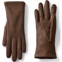Lands' End Women's Cashmere Lined Touchscreen Leather Gloves in Brown | Size: Small
