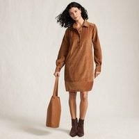 Petite Long Sleeve Wide Wale Cord Popover Shirt Dress