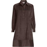 Lands' End Women's Petite Long Sleeve Wide Wale Cord Popover Shirt Dress in Dark Brown | Size: 10-12
