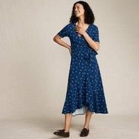 Lands' End Women's Plus Cotton Modal Short Sleeve V-neck Wrap Dress in Navy | Size: 20